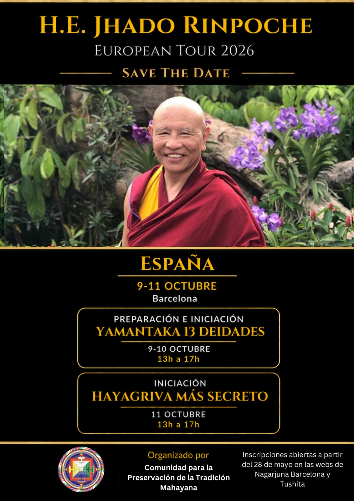 H.E. JHADO RINPOCHE. EUROPEAN TOUR 2026.